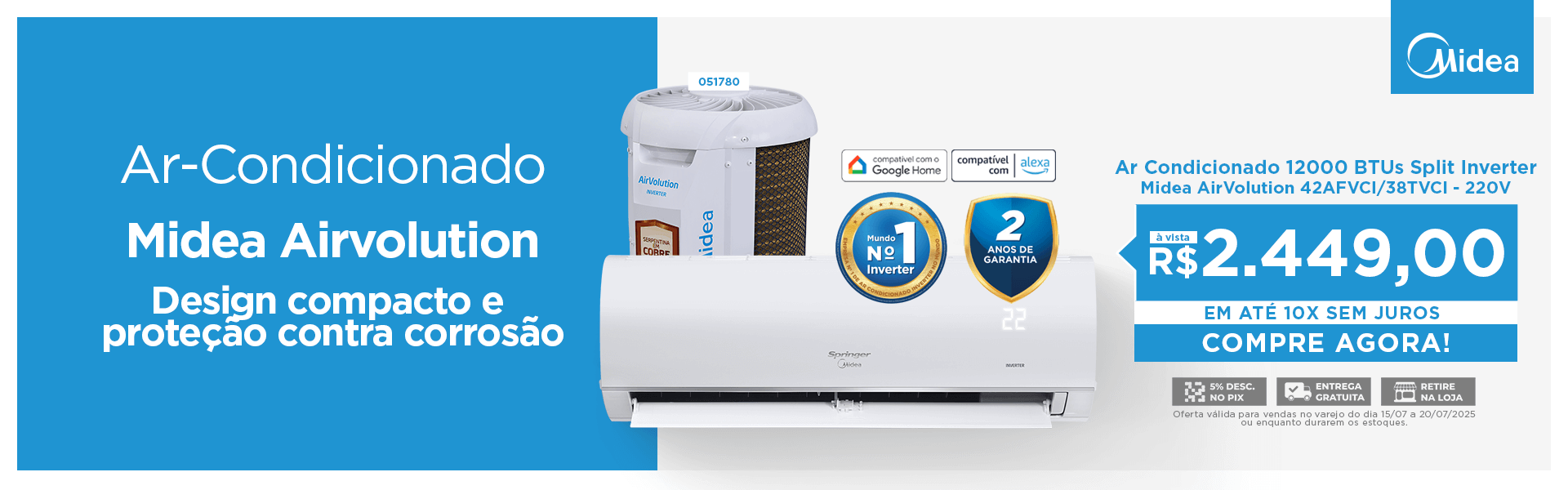 Ar Condicionado Midea AirVolution 12K Inv