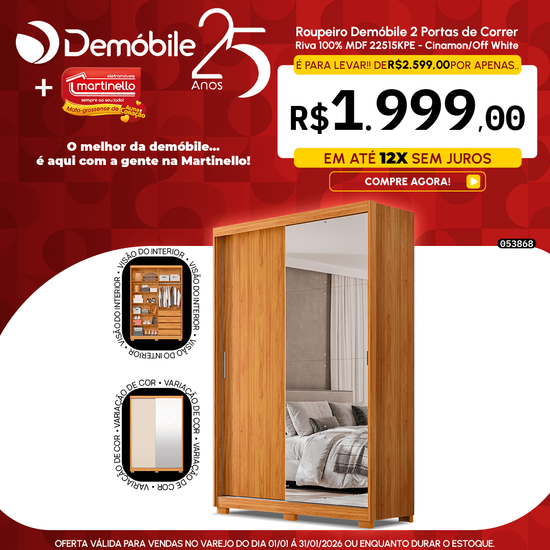 Roupeiro Demóbile 2 Portas de Correr