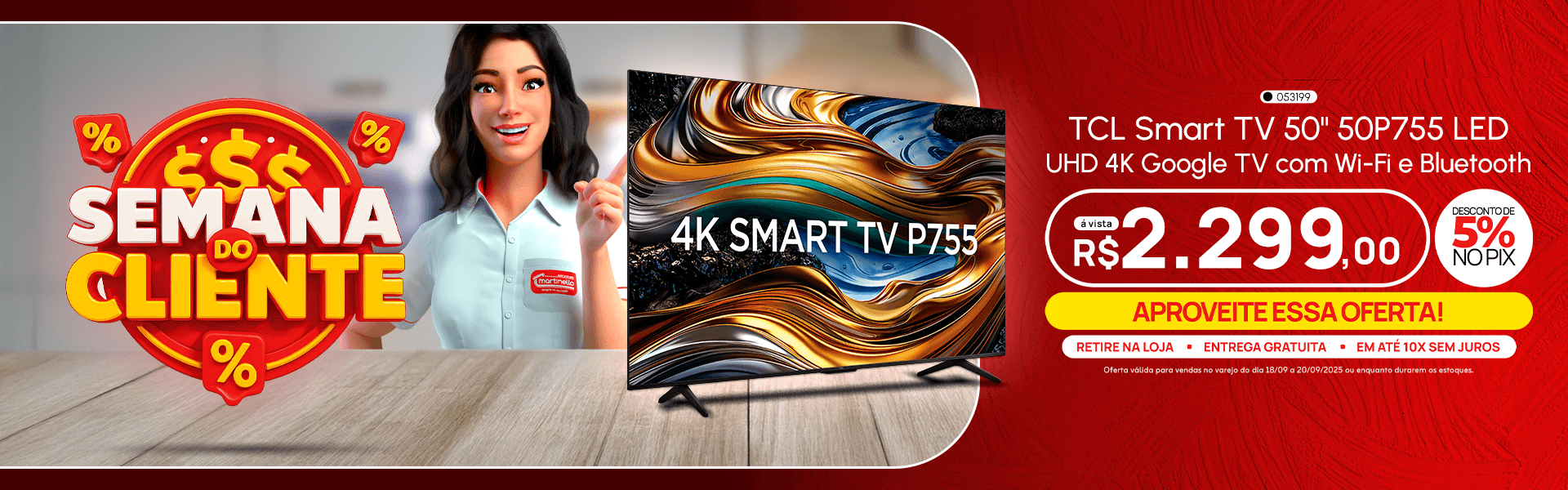 TCL Smart TV 50" 50P755 LED