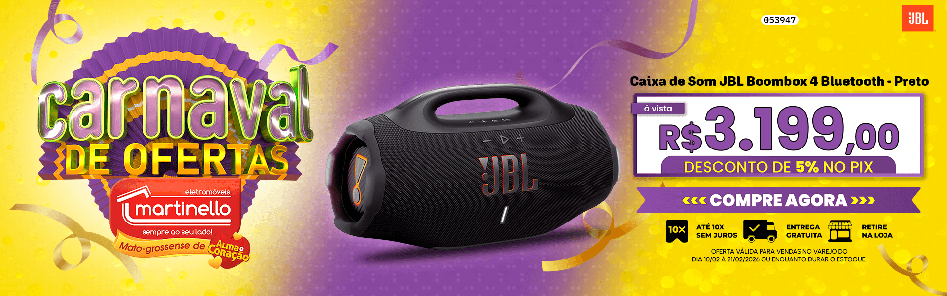Caixa de Som JBL Boombox 4 Bluetooth - Preto