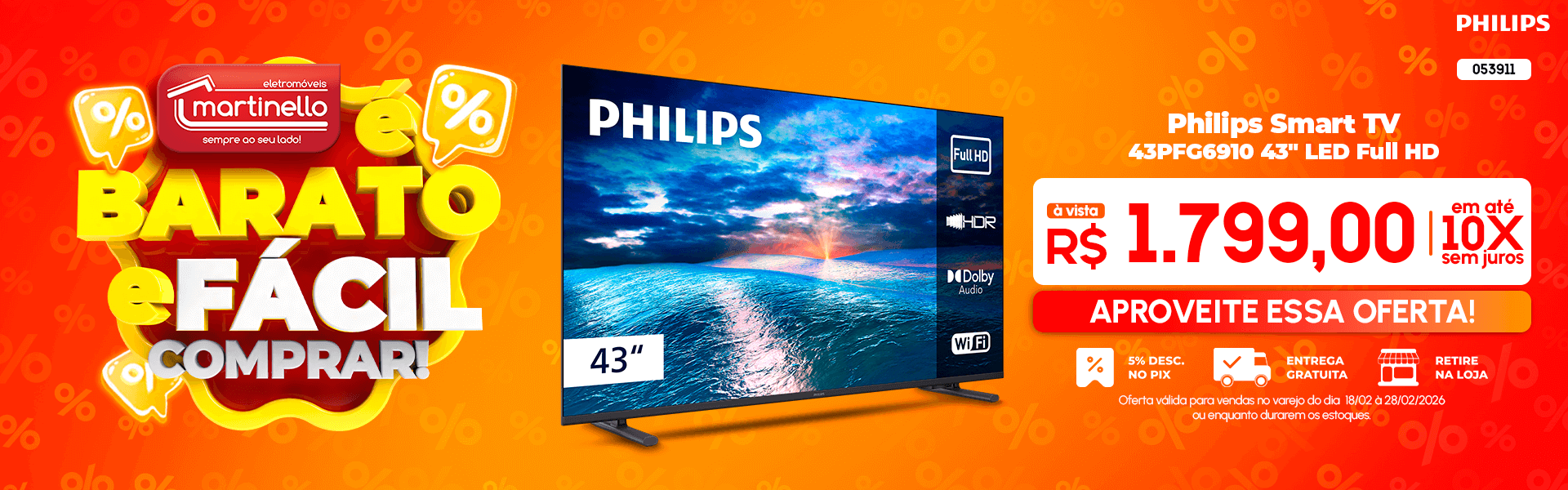 Philips Smart TV 43PFG6910 43" LED Full HD