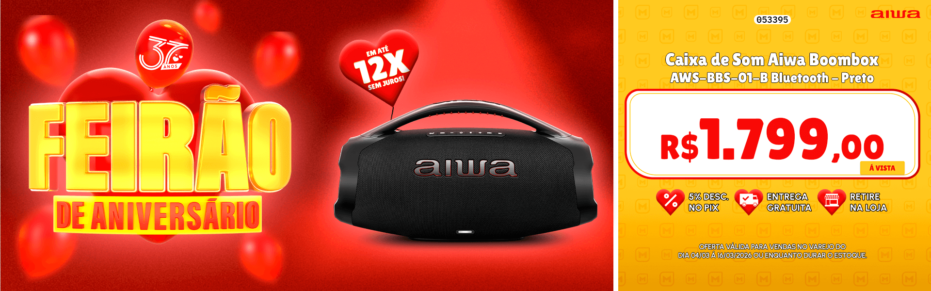 Caixa de Som Aiwa Boombox