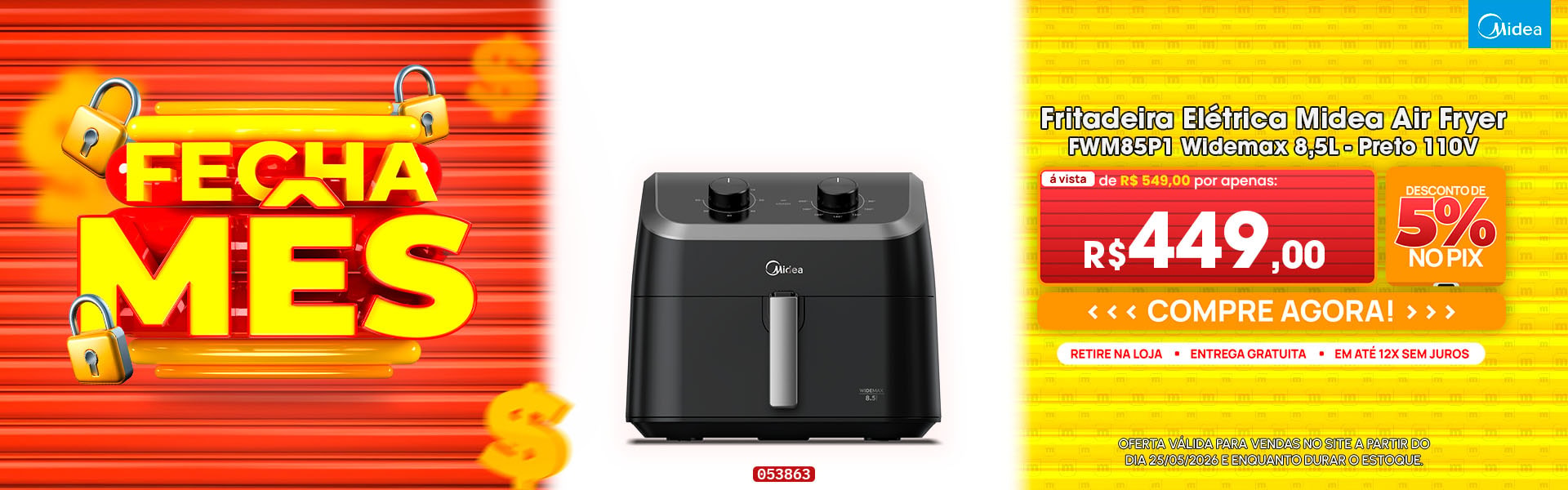Fritadeira Elétrica Midea Air Fryer
