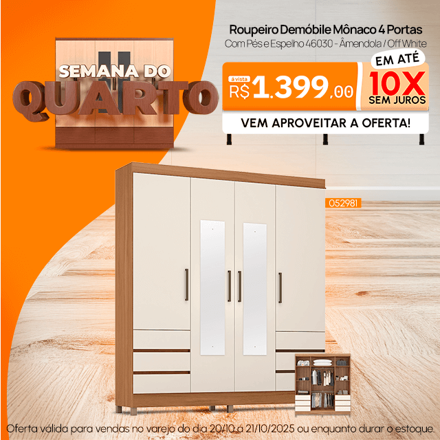 Roupeiro Demóbile Mônaco 4 Portas