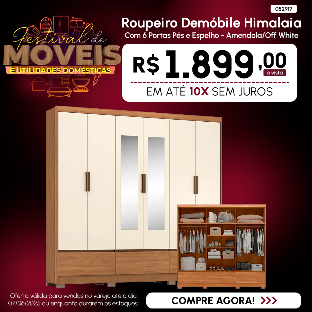 Roupeiro Demóbile 6 Portas Himalaia