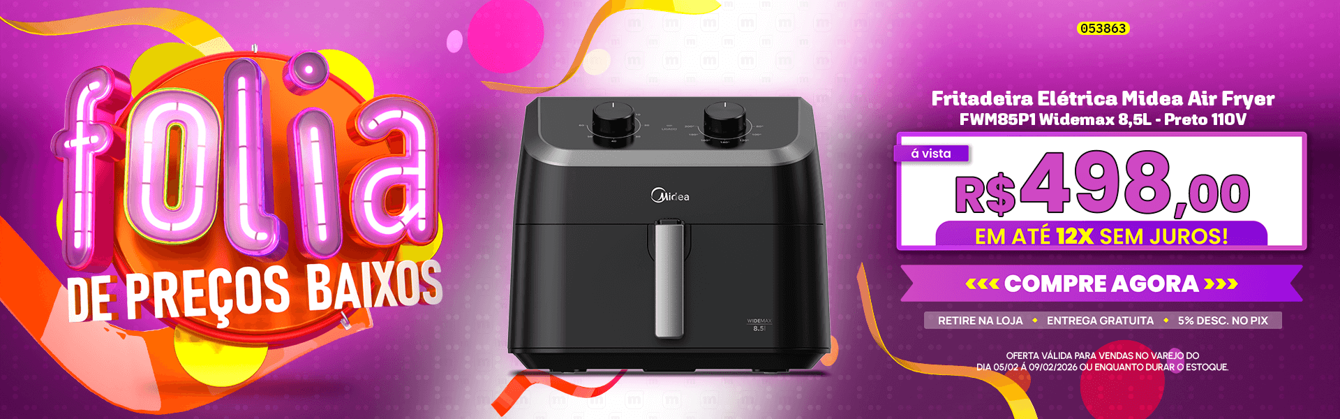 Fritadeira Elétrica Midea Air Fryer