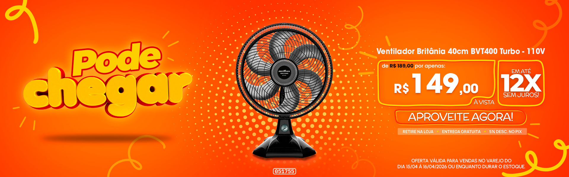 Ventilador Britânia 40cm BVT400 Turbo - 110V
