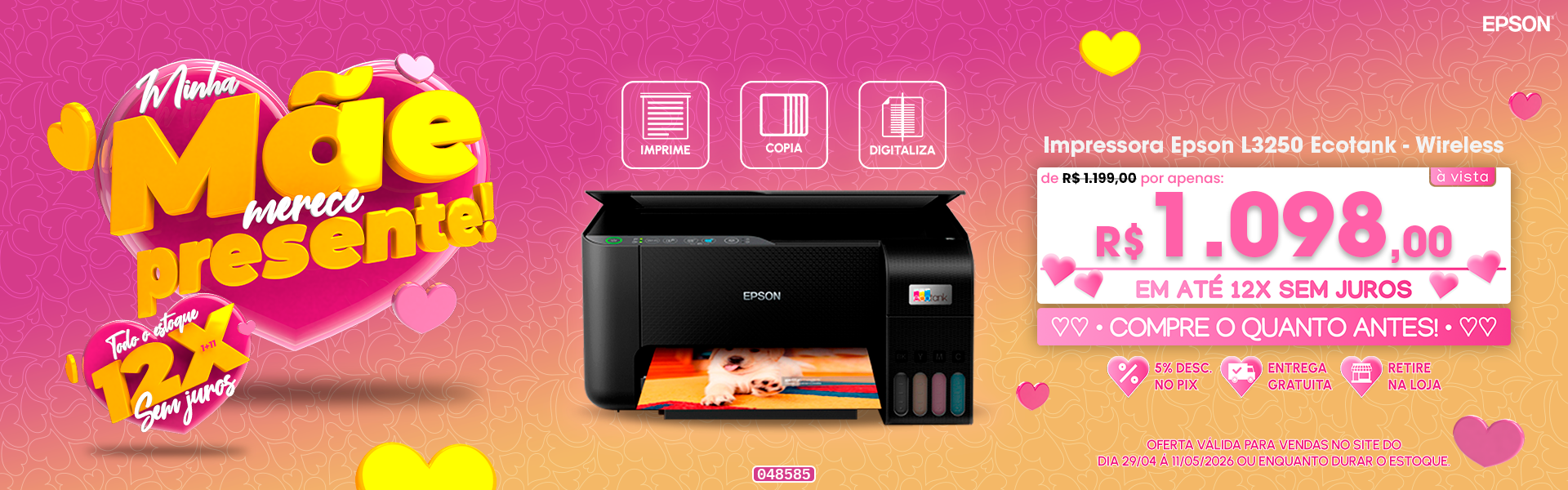 Impressora Epson L3250 Ecotank - Wireless