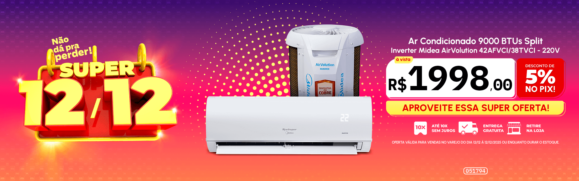 Ar Condicionado 9000 BTUs Split