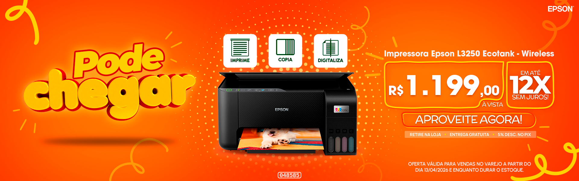 Impressora Epson L3250 Ecotank - Wireless