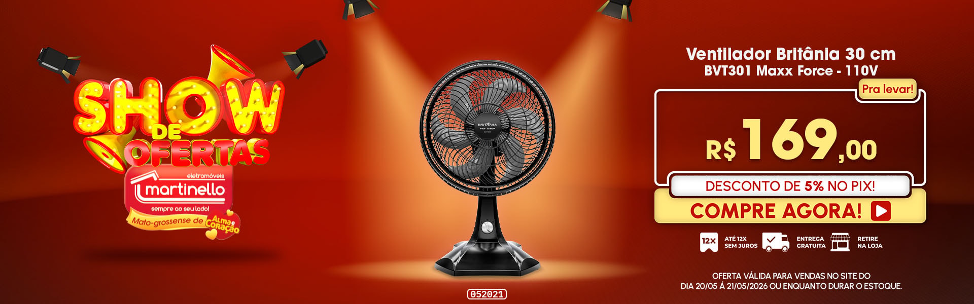 Ventilador Britânia 30 cm