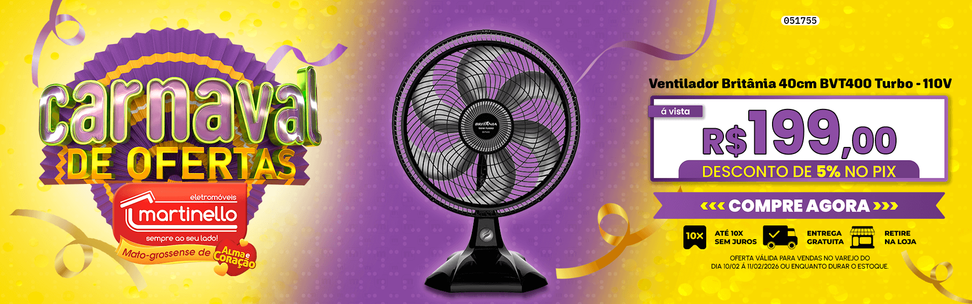 Ventilador Britânia 40cm BVT400 Turbo - 110V