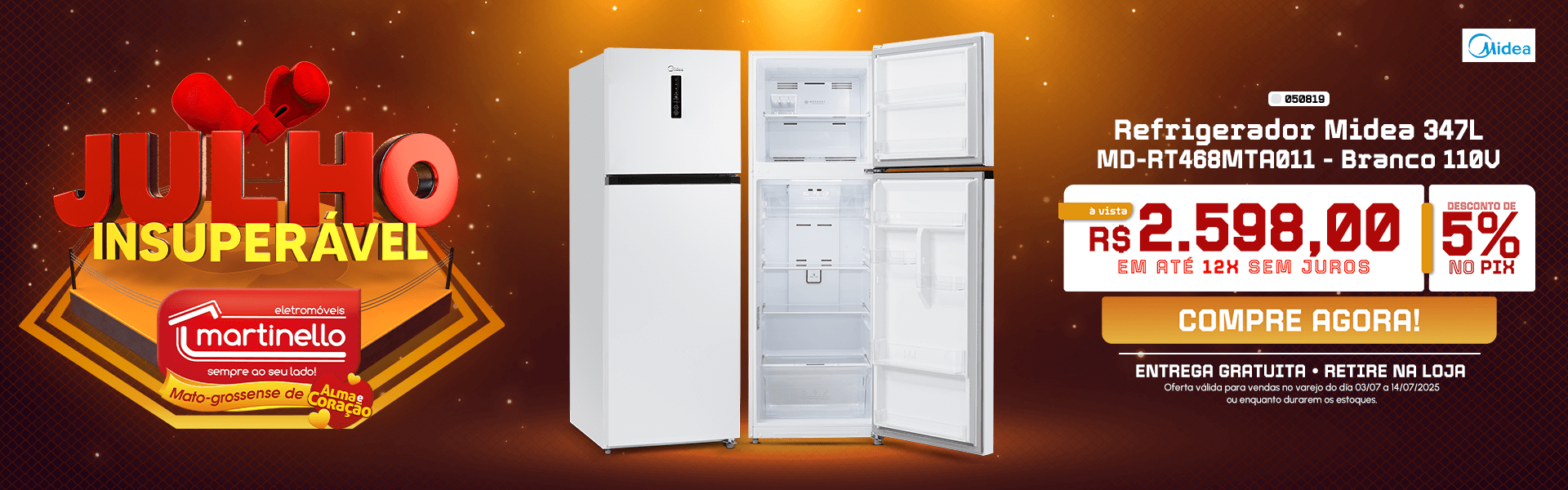 Refrigerador Midea 347L Branco