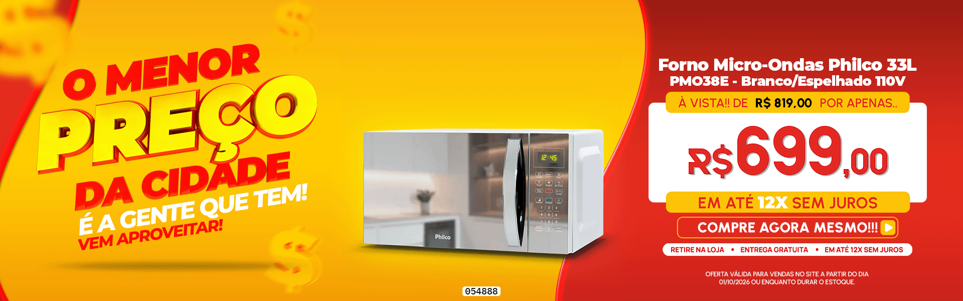 Forno Micro-Ondas Philco 33L