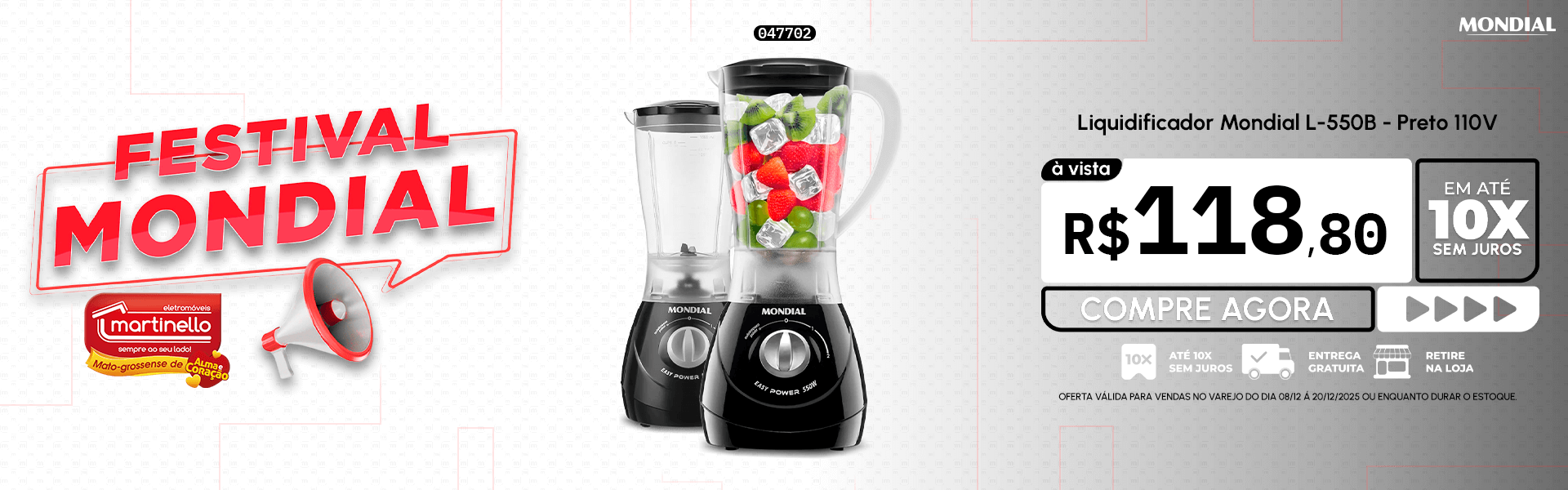 Liquidificador Mondial L-550B - Preto 110V