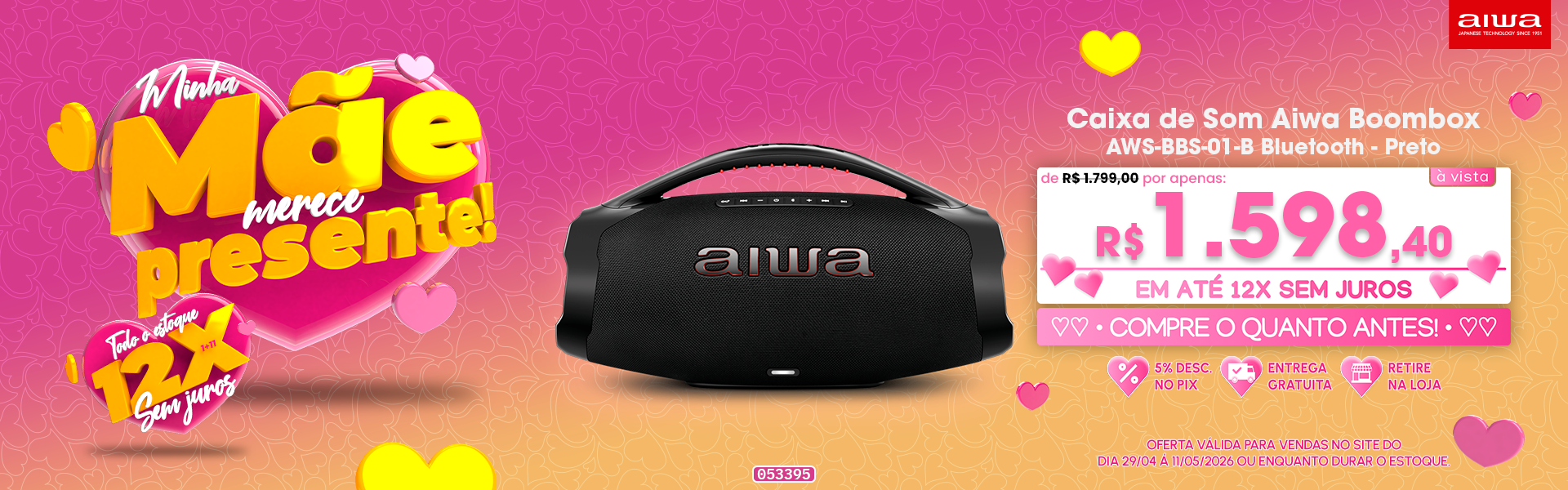 Caixa de Som Aiwa Boombox