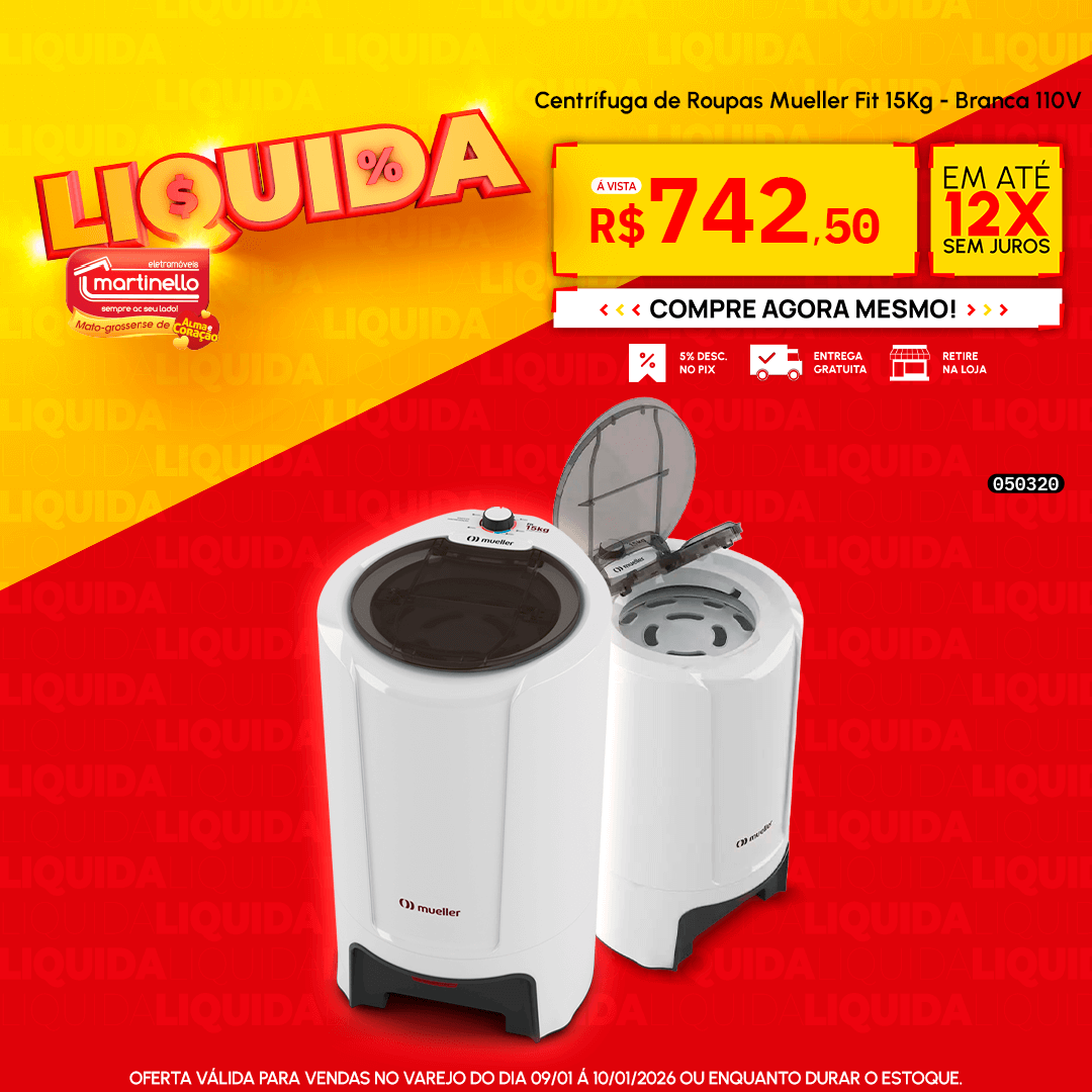 Centrífuga de Roupas Mueller Fit 15Kg - Branca 110V