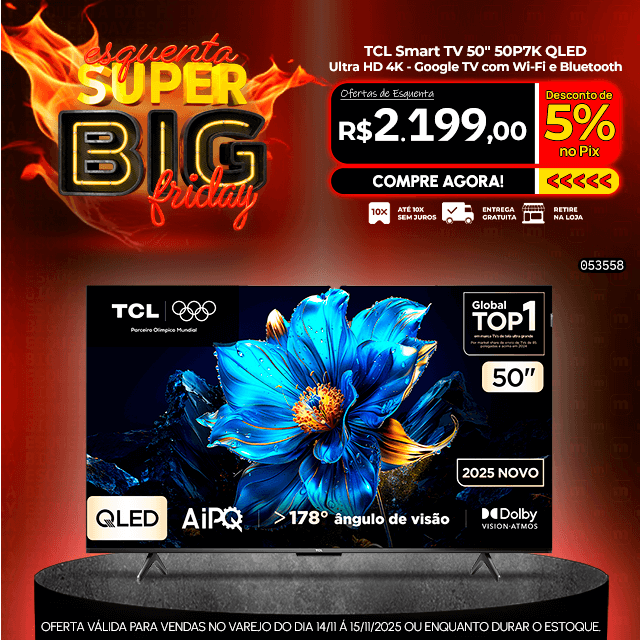 TCL Smart TV 50" 50P7K QLED