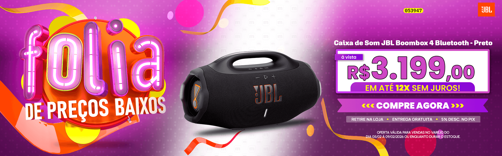 Caixa de Som JBL Boombox 4 Bluetooth - Preto