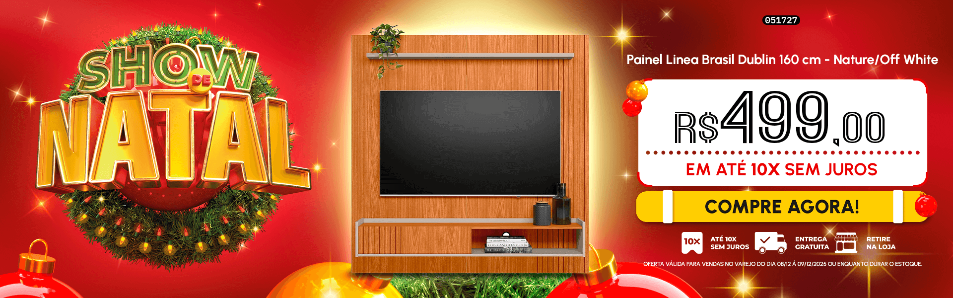 Painel Linea Brasil Dublin 160 cm - Nature/Off White