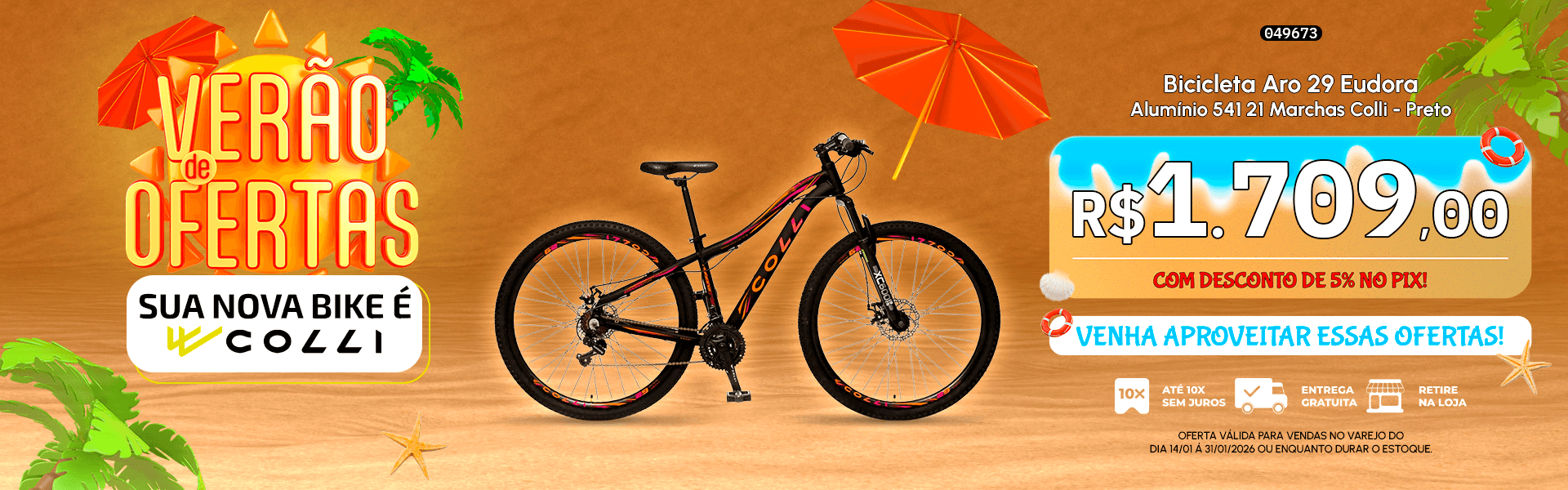 Bicicleta Aro 29 Eudora Alumínio 541 21 Marchas Colli - Preto