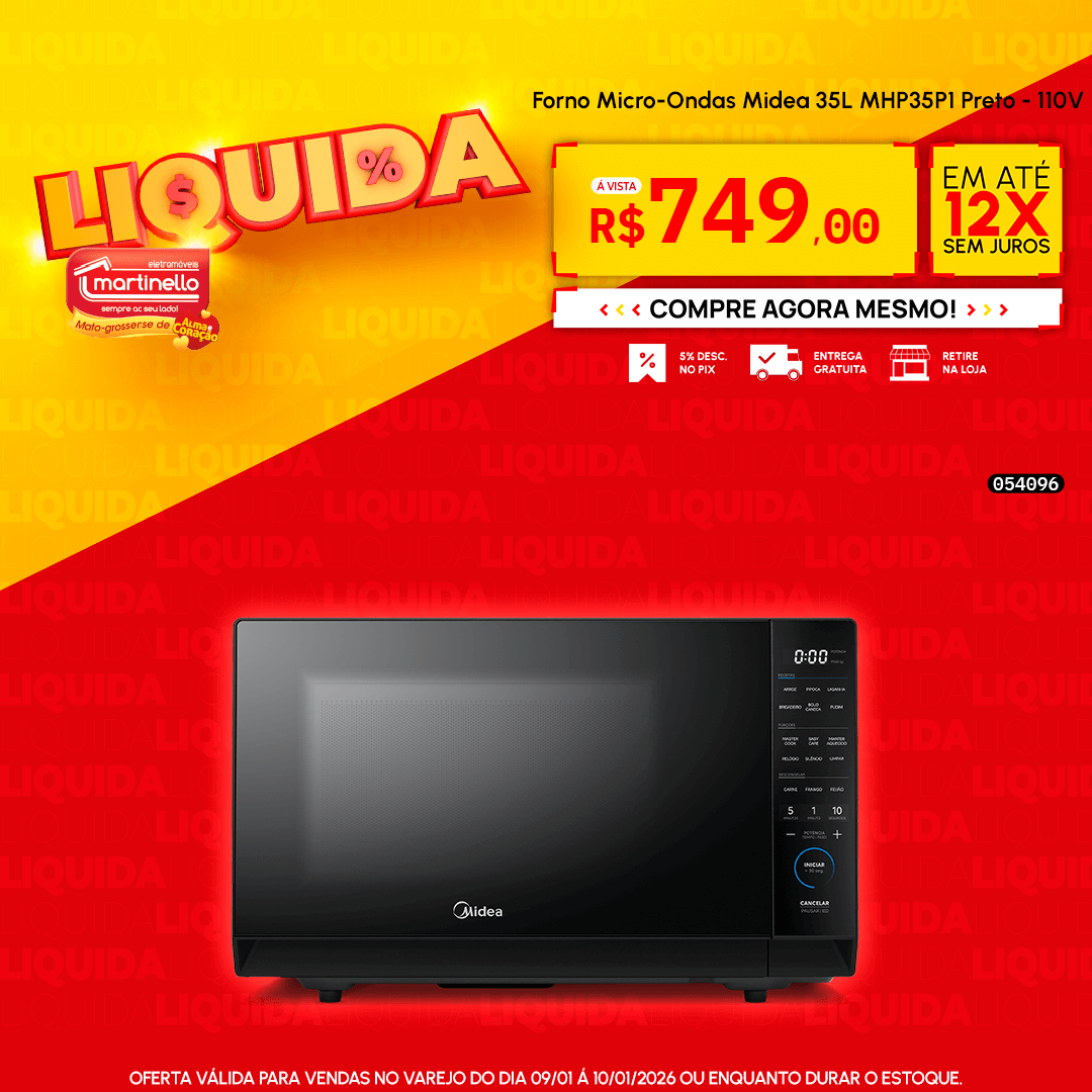 Forno Micro-Ondas Midea 35L MHP35P1 Preto - 110V