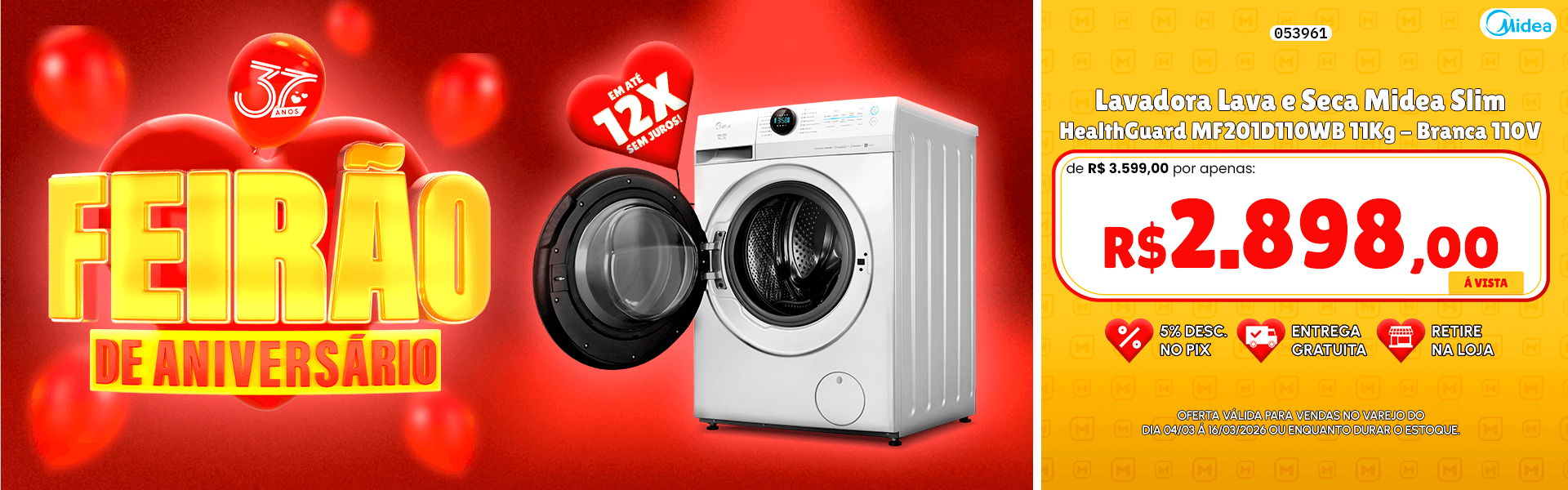 Lavadora Lava e Seca Midea Slim