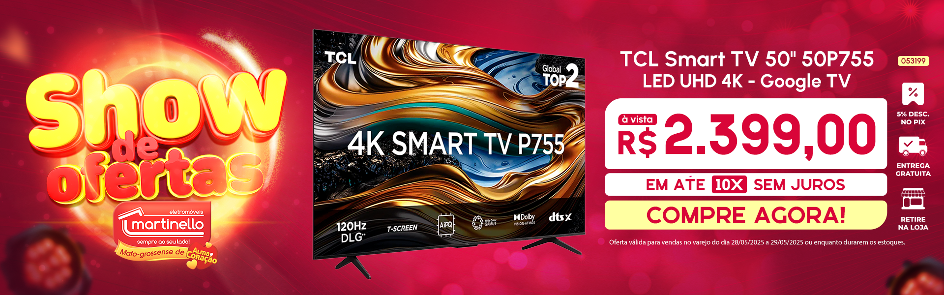TCL Smart TV 50" 50P755