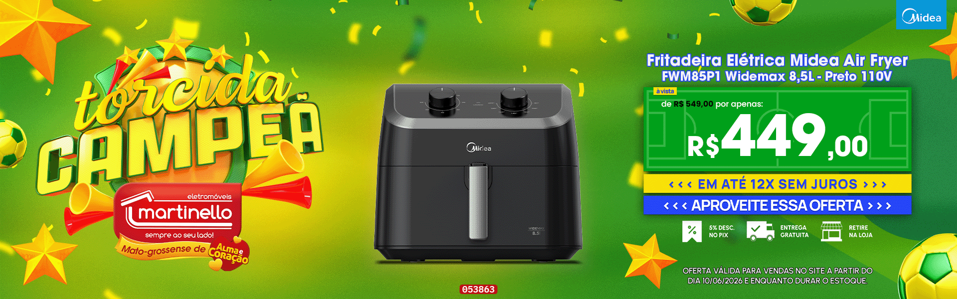 Fritadeira Elétrica Midea Air Fryer