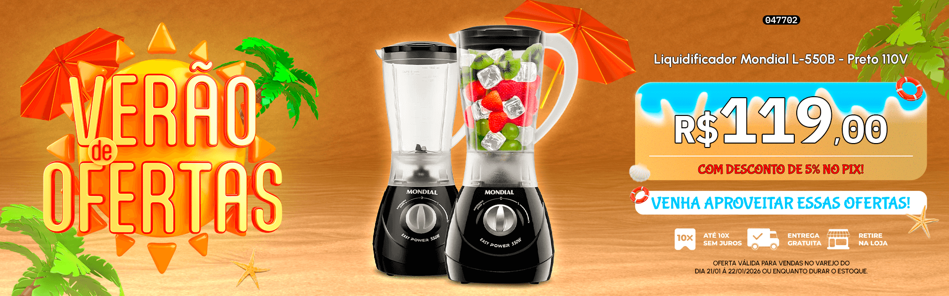 Liquidificador Mondial L-550B - Preto 110V