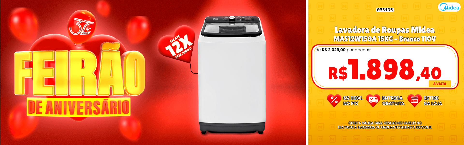 Lavadora de Roupas Midea