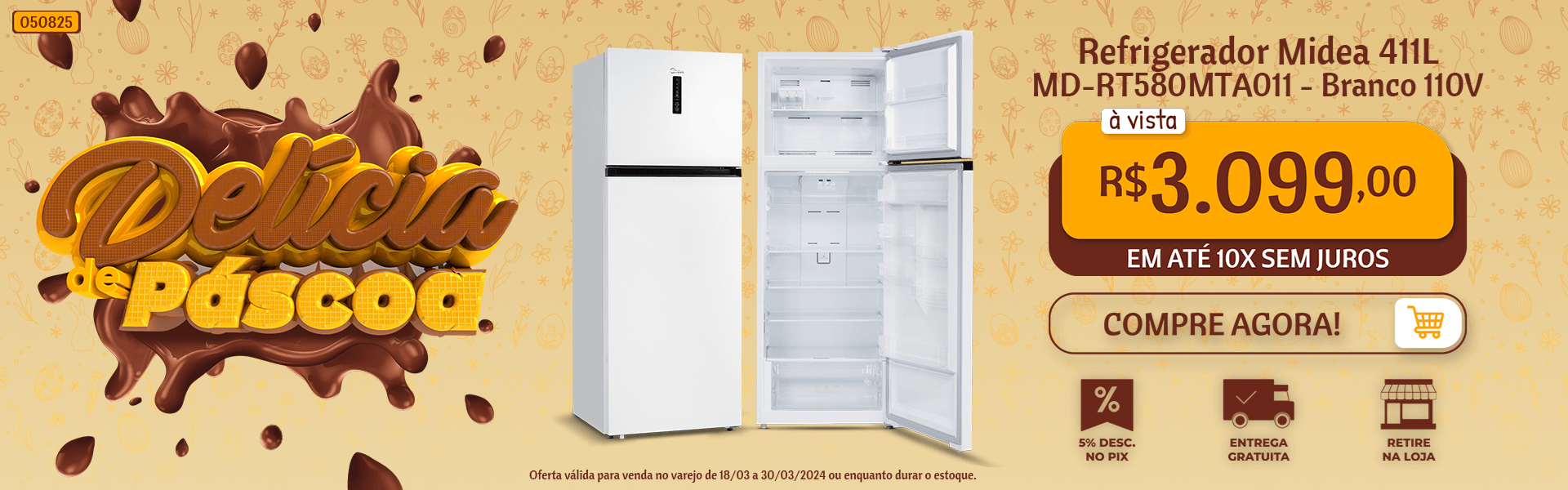 Refrigerador Midea 411L Branco