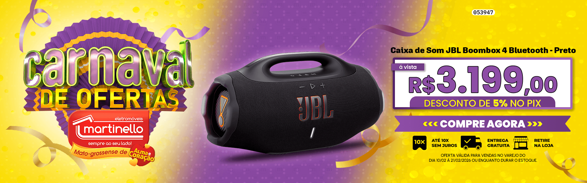 Caixa de Som JBL Boombox 4 Bluetooth - Preto