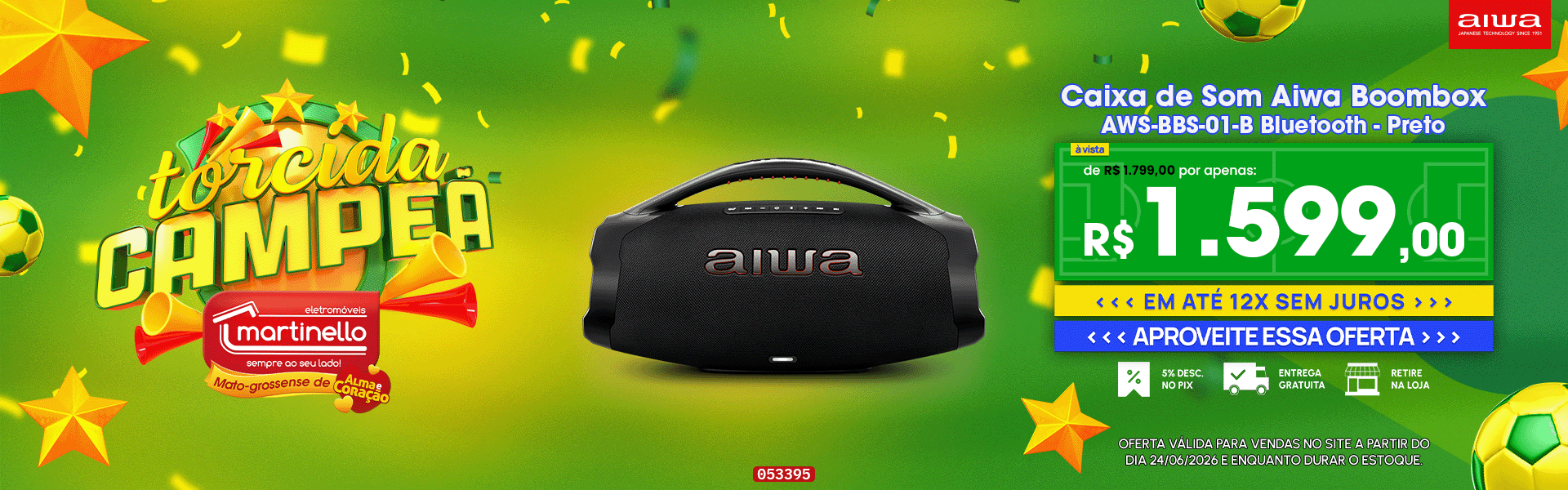 Caixa de Som Aiwa Boombox