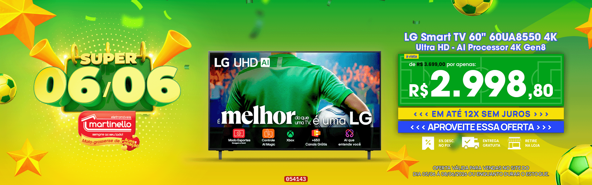 LG Smart TV 60" 60UA8550 4K