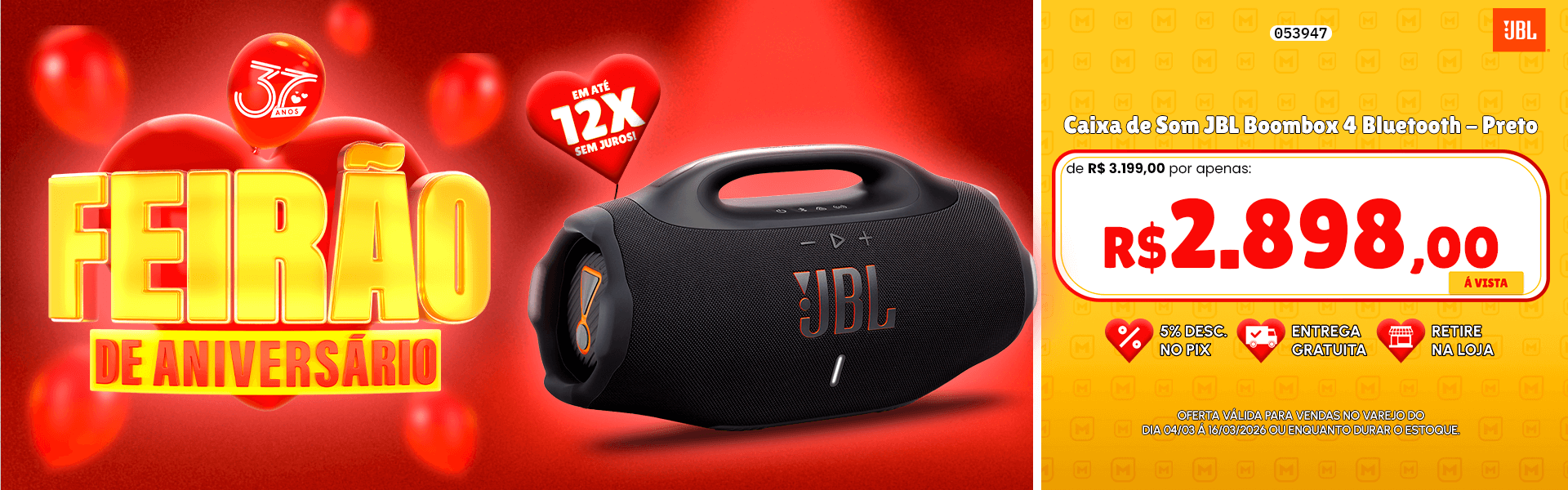 Caixa de Som JBL Boombox 4 Bluetooth - Preto