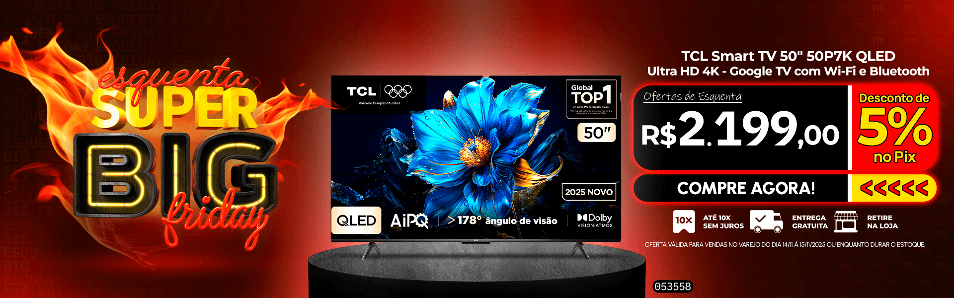 TCL Smart TV 50" 50P7K QLED