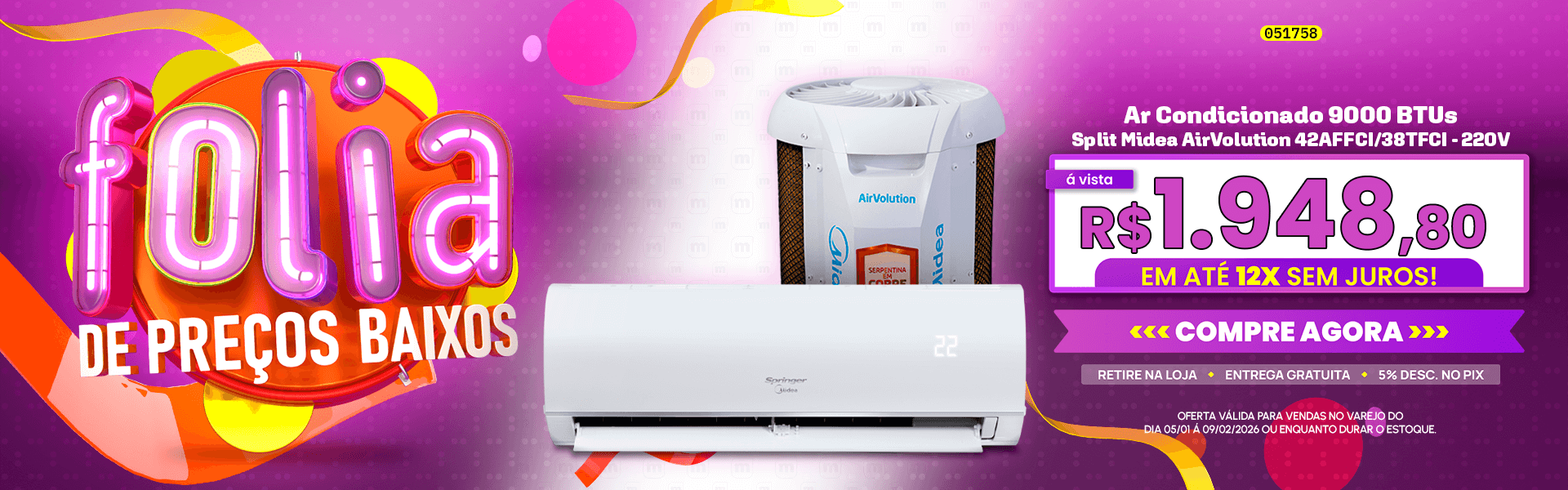 Ar Condicionado 9000 BTUs