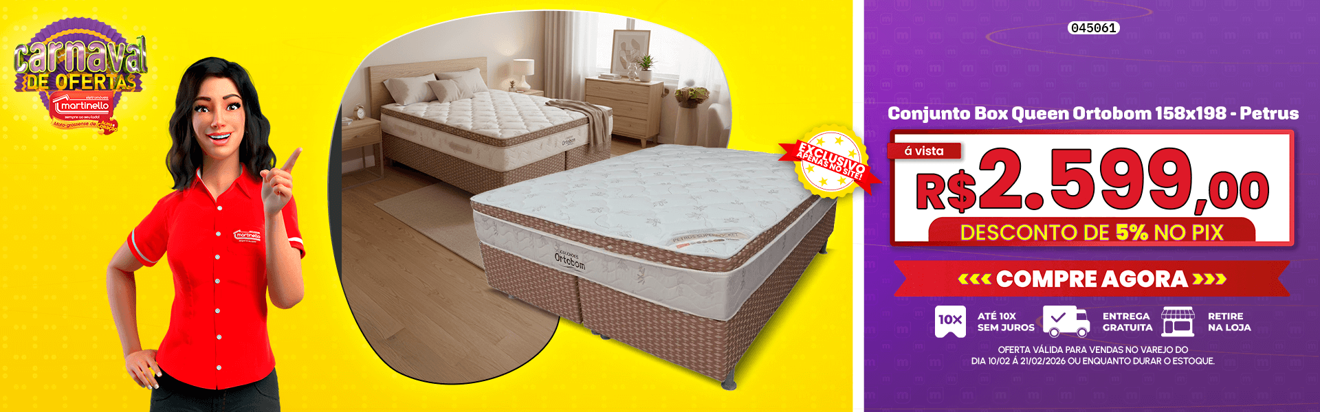 Conjunto Box Queen Ortobom 158x198 - Petrus