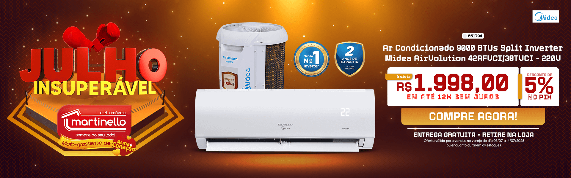 Ar Condicionado Midea 9K AirVolution