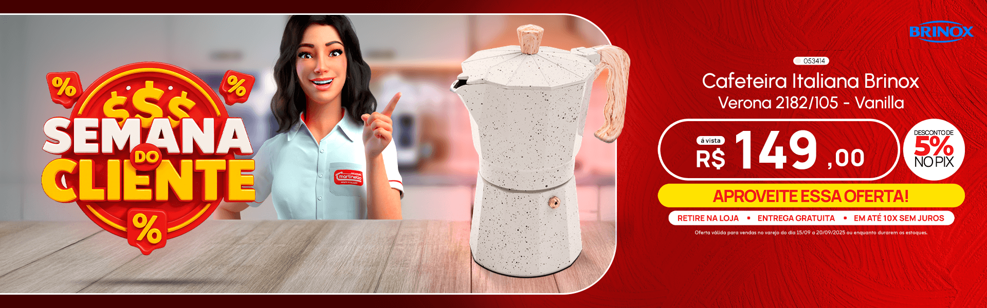 Cafeteira Italiana Brinox