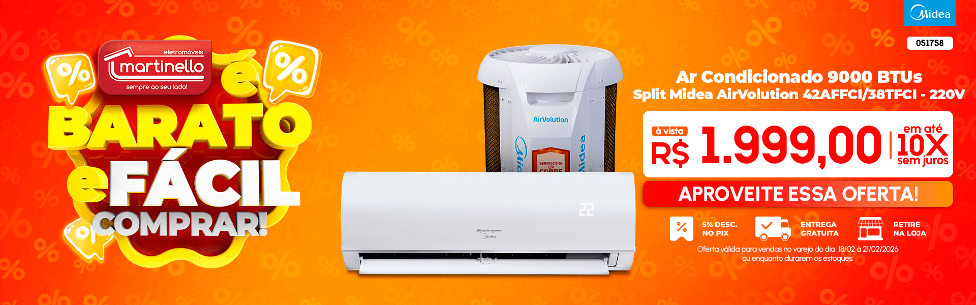 Ar Condicionado 9000 BTUs