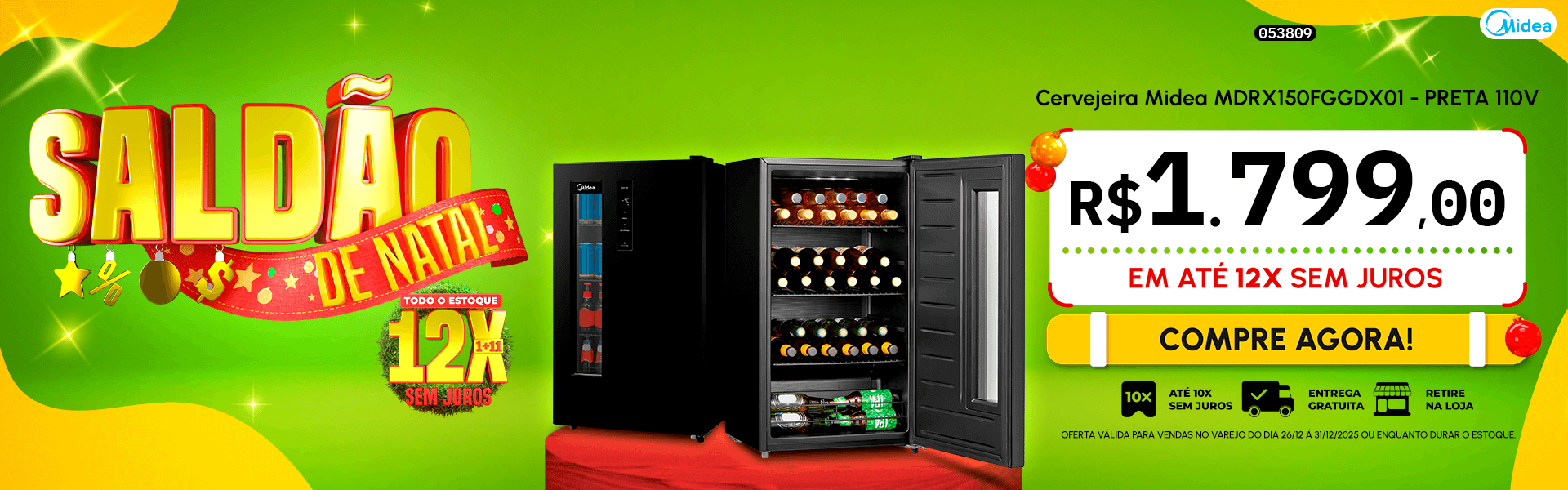 Cervejeira Midea MDRX150FGGDX01 - PRETA 110V