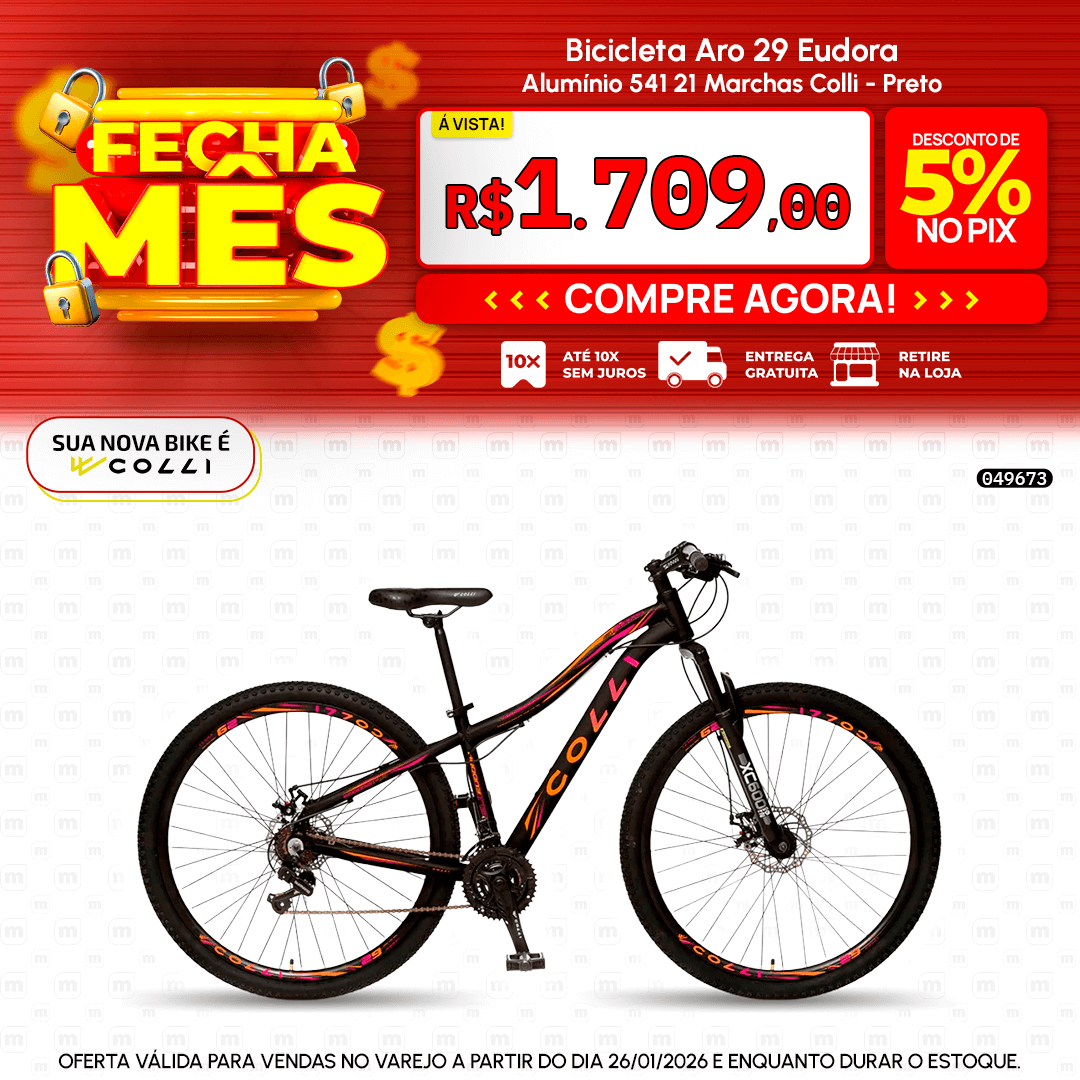 Bicicleta Aro 29 Eudora Alumínio 541 21 Marchas Colli - Preto