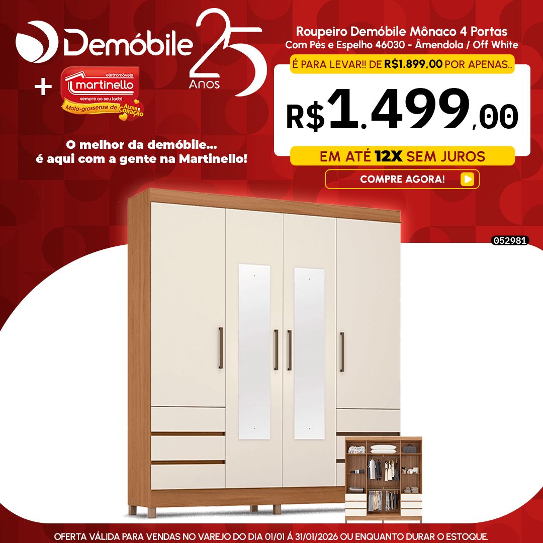 Roupeiro Demóbile Mônaco 4 Portas