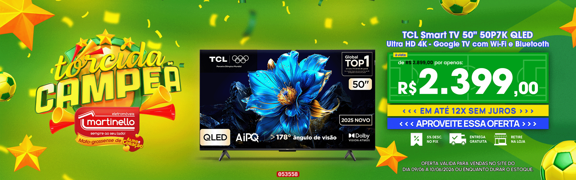TCL Smart TV 50" 50P7K QLED