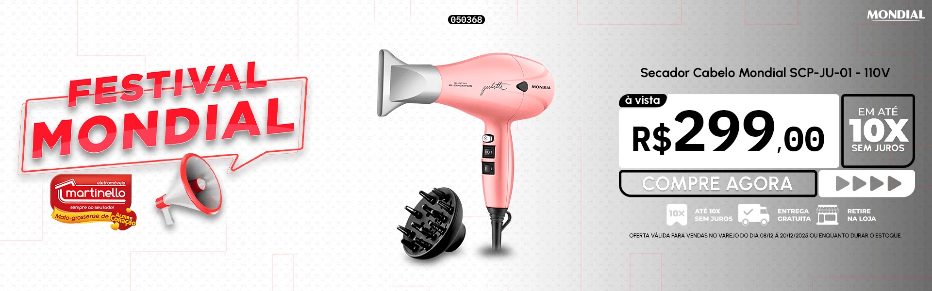 Secador Cabelo Mondial SCP-JU-01 - 110V