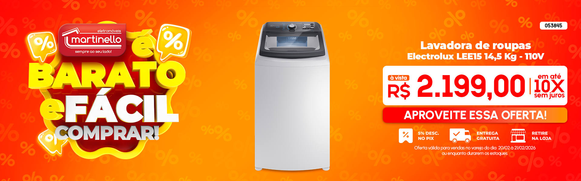 Lavadora de roupas Electrolux LEE15 14,5 Kg - 110V
