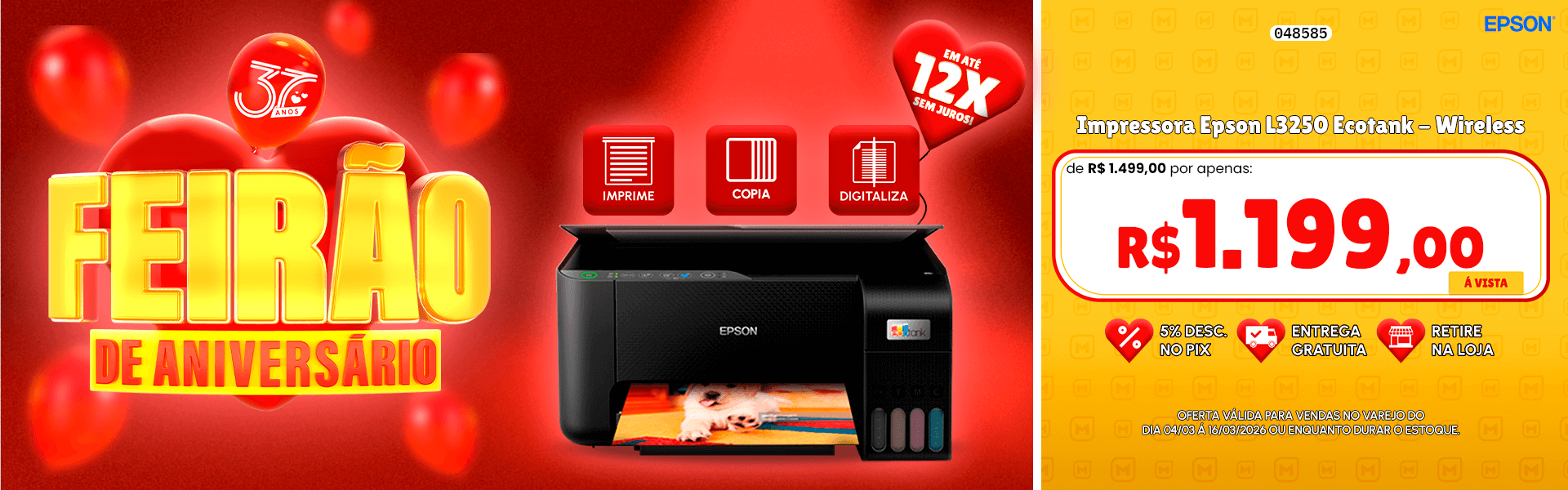 Impressora Epson L3250 Ecotank - Wireless