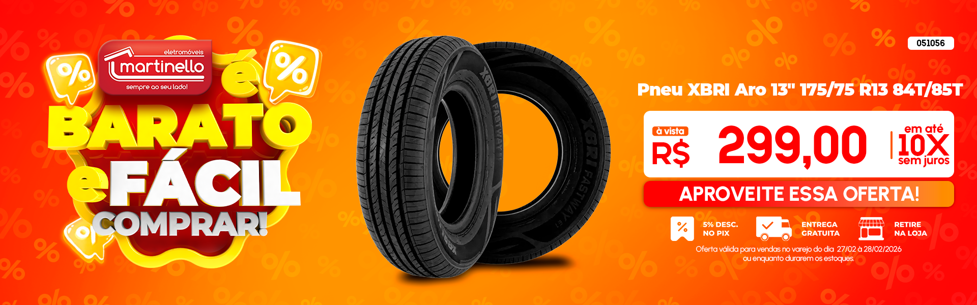 Pneu XBRI Aro 13" 175/75 R13 84T/85T